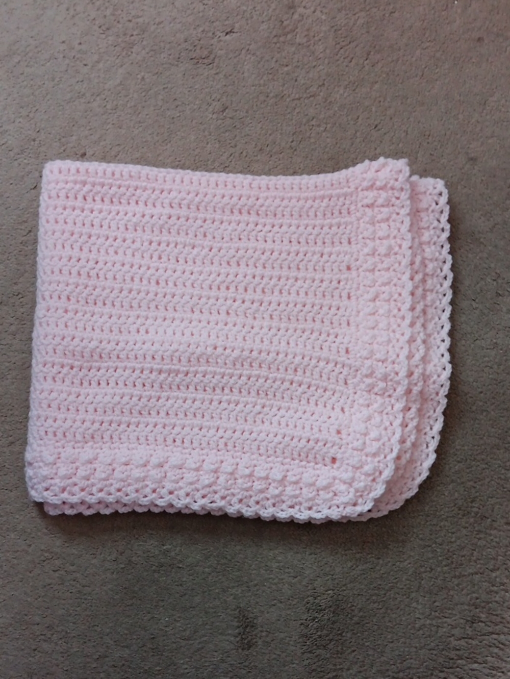 Handmade Soft Pink Crochet Baby Bib/Blanket - Lightweight Knit
